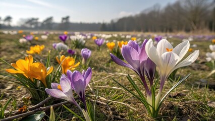 Crocus vernus: a field of spring's vivid colors.