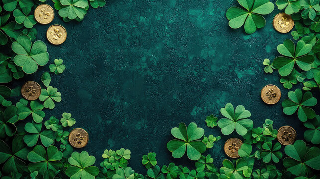 St Patrick's Day Promotional Backdrop with 4 Leaf Clovers