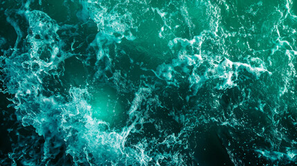 Obraz premium A captivating close-up of swirling turquoise water, showcasing dynamic waves and light reflections, creating a mesmerizing aquatic pattern.