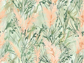 Serene Pastel Meadow: Abstract Botanical Illustration