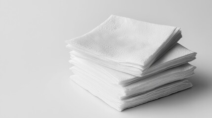 Stack of White Paper Napkins on White Background