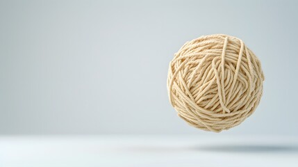 Woven Sphere Ball Made of Natural Textile Fibers Displayed in Minimalist Setting