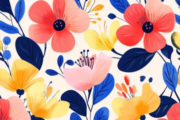 Vibrant floral pattern in warm hues