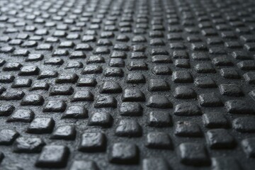 Fototapeta premium Close Up Of Textured Non Slip Rubber Surface With Grid Pattern In Matte Black