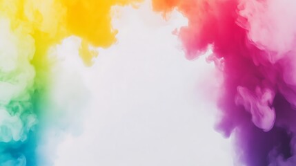 Rainbow ink swirls, white background, abstract art