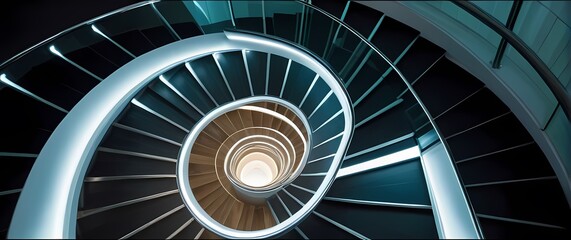 Stunning closeup of a modern spiral staircase featuring sleek lines and glass elements inviting elegance and sophistication into the space