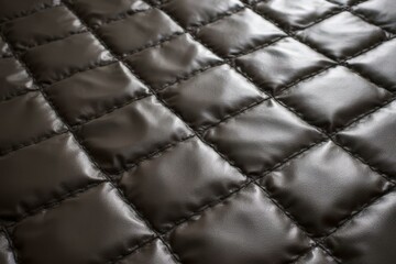 Fototapeta premium Close Up Of Quilted Dark Brown Leather With Diamond Stitch Pattern And Glossy Finish