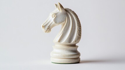 White Chess Knight on Off White Background