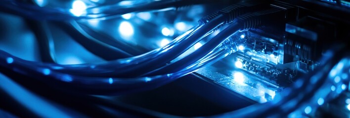 Illuminated Network Cables: A Close-Up of Data Transfer