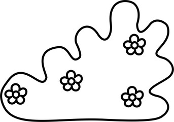 Cute Bush With Flower Outline Coloring