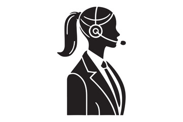 call center agent in profile view silhouette logo