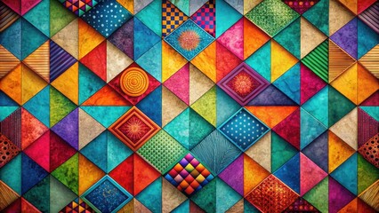 Fototapeta premium Colorful geometric shapes and abstract patterns on a textured background, creating a visually striking effect, colorful backgrounds, unique geometric shapes