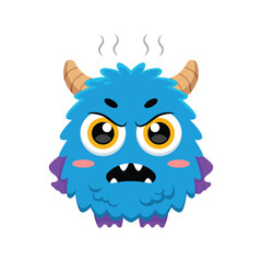 Cute Angry Blue Monster Character