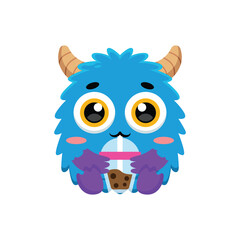Cute Monster Drinking Boba