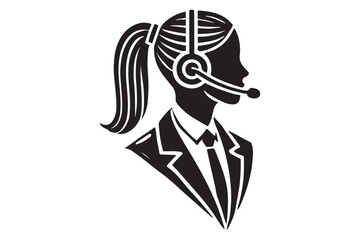 call center agent in profile view silhouette logo
