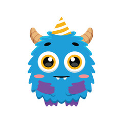 Cute Monster Wearing Birthday Party Hat