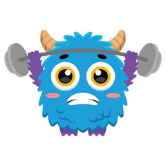 Cute Monster Weightlifting Exercise