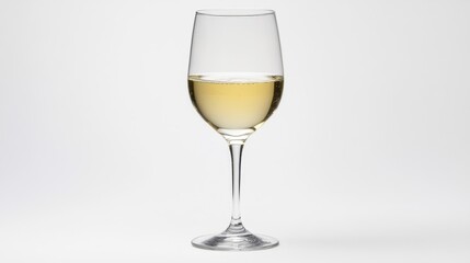 White Wine in a Clear Glass on White Background