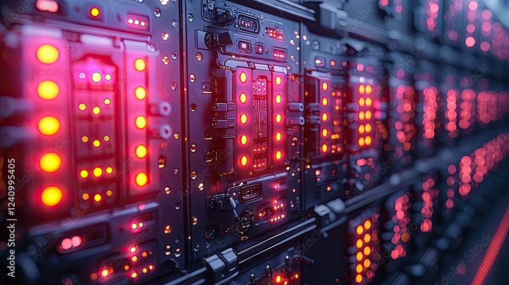 Poster futuristic technology illuminated control panel array