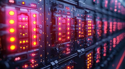 Fototapeta premium Futuristic Technology Illuminated Control Panel Array