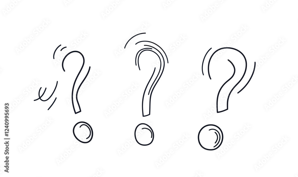 Poster intriguing line art illustration of question and exclamation marks for query design concepts