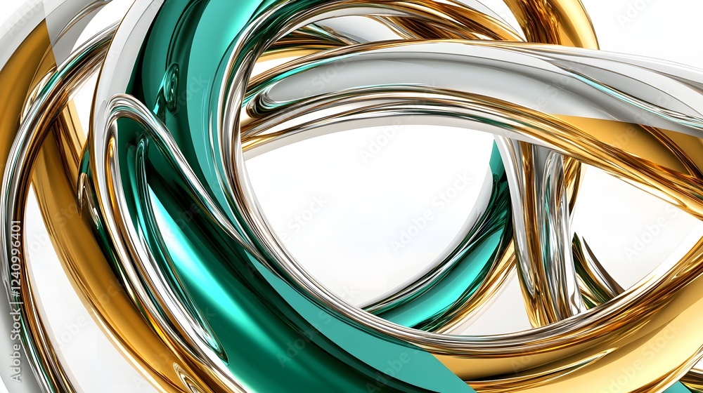 Poster abstract 3d design of intertwined glossy tubes in a futuristic and modern concept, perfect for techn