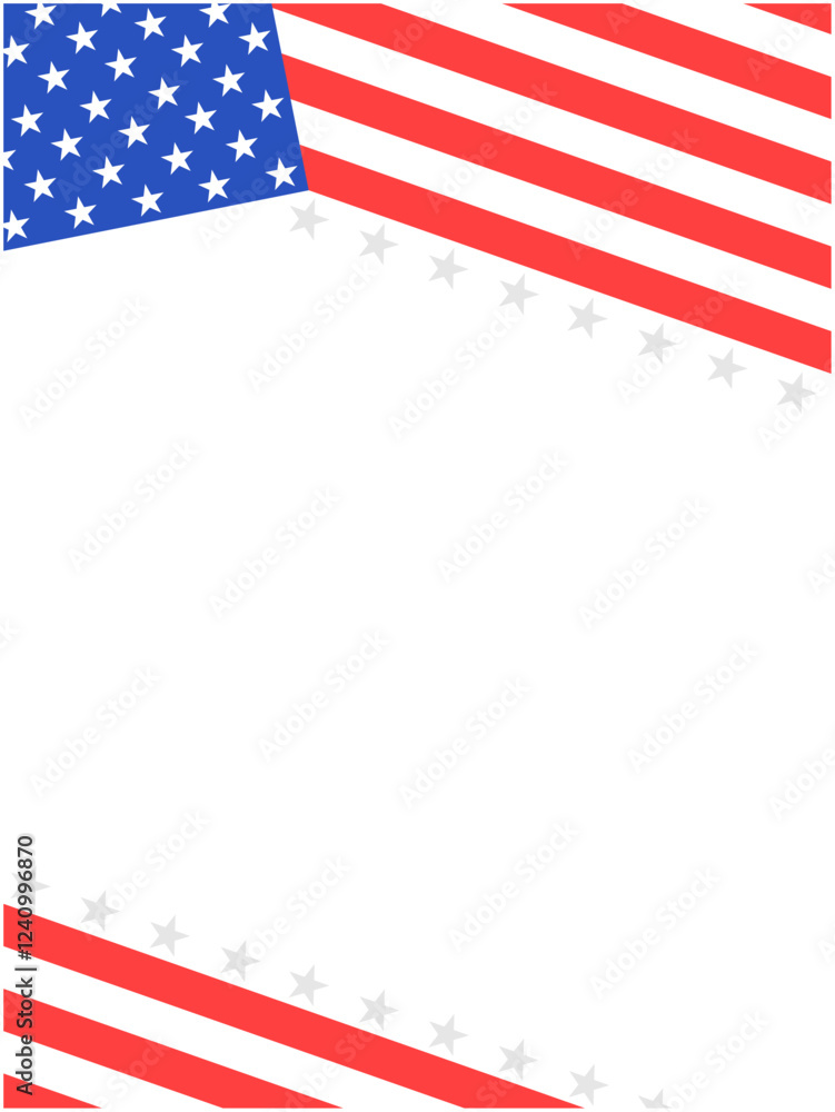 Wall mural usa flag symbols patriotic background border with empty white space for text vector design template
