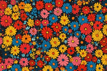 Vibrant floral pattern in bold colors