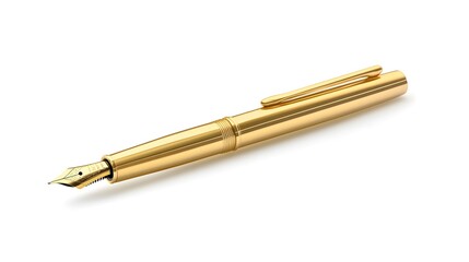 Golden Fountain Pen:  A  sleek,  gold  fountain  pen  with  a  fine  nib  gleams  against  a  clean,  minimal  background,  evoking  luxury,  class,  and  the  art  of  handwriting. 