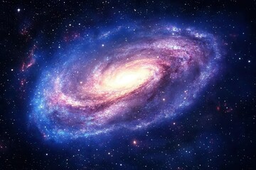 Obraz premium a dramatic cosmic scene unfolds, with swirling blue nebula clouds illuminated against a vast dark sky sprinkled with twinkling stars, inviting wonder and exploration of the universe