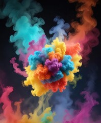 Fototapeta premium Swirling vortex of colorful smoke that seems to be pulling everything towards its center, turbulent, hypnotic, smoke