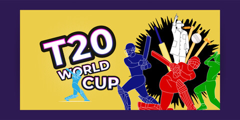 Vector illustration of T 20 Cricket League social media template