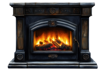 wood burning in fireplace