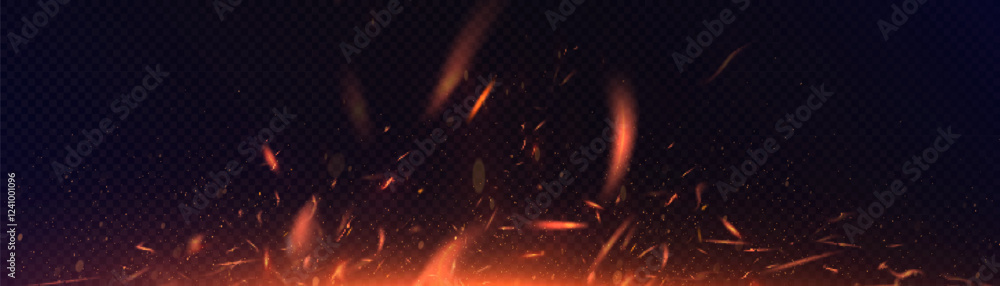 Fototapete abstract background with fire sparks and glowing particles. fire vector design for effects, banners,