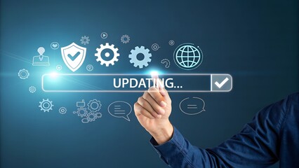 Futuristic Update Interface Hand Touching Progress Screen V3