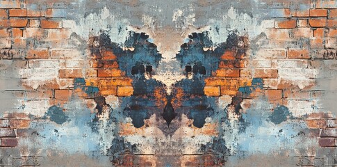 Obraz premium Abstract Weathered Brick Wall Art Showing Decay And Paint