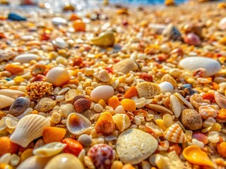 Fototapeta premium Caribbean Beach Sand Texture Macro Photography: Close-up Details of Tropical Grains