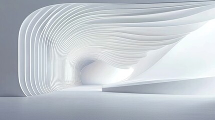 Naklejka premium Abstract White Architectural Corridor with Curving Walls