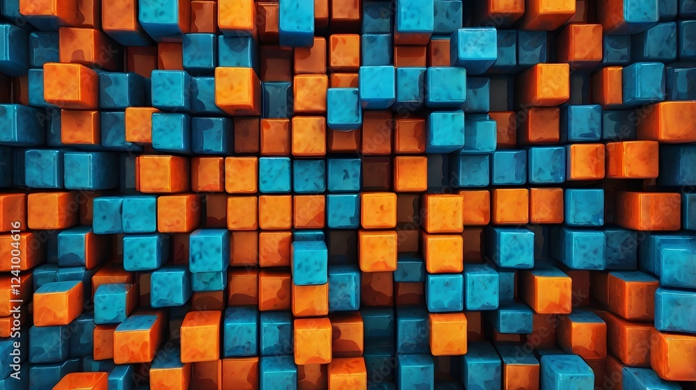 Fototapete abstract geometric pattern, cube pattern generative ai
