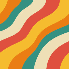 Groovy 70s Wavy Stripes Pattern in Vibrant Colors
