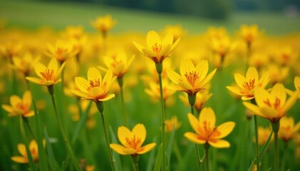 Obraz premium Field of Canna Glauca in full bloom with yellow petals and orange spots, meadow, orange, canna glauca