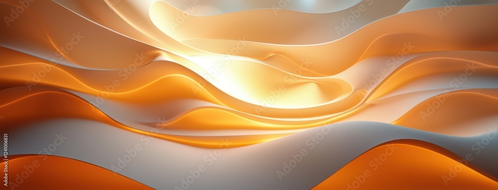Aufkleber stylized abstract art featuring flowing waves in orange and white tones, illuminated with innovative