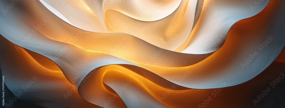 Poster stylized abstract art featuring innovative lighting and flowing shapes, creating captivating visual 