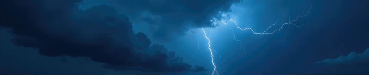 Heavy stormy sky at night with dark clouds and lightning, nightfall, tempestuous