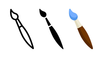 Paintbrush icon. Artistic tool for painting sign. Creative design and drawing symbol. Classic brush for watercolor and acrylic pictogram. Art supply illustration