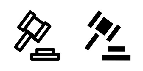 Gavel icon. Judge's hammer sign. Courtroom law and legal decision symbol. Auction bidding and verdict pictogram. Authority and ruling illustration