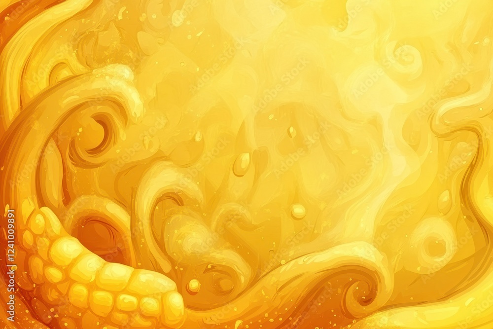 Aufkleber vibrant yellow abstract background with swirling patterns and corn