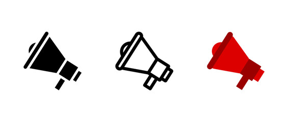 Megaphone icon. Loudspeaker and announcement sign. Communication and voice projection symbol. Public address and media broadcast pictogram. Promotion and alert illustration.