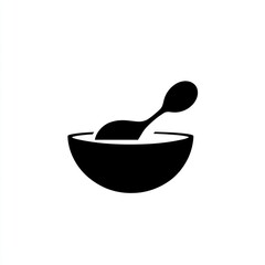 Simple bowl spoon food icon, white background