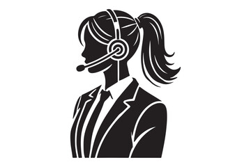 call center agent in profile view silhouette logo